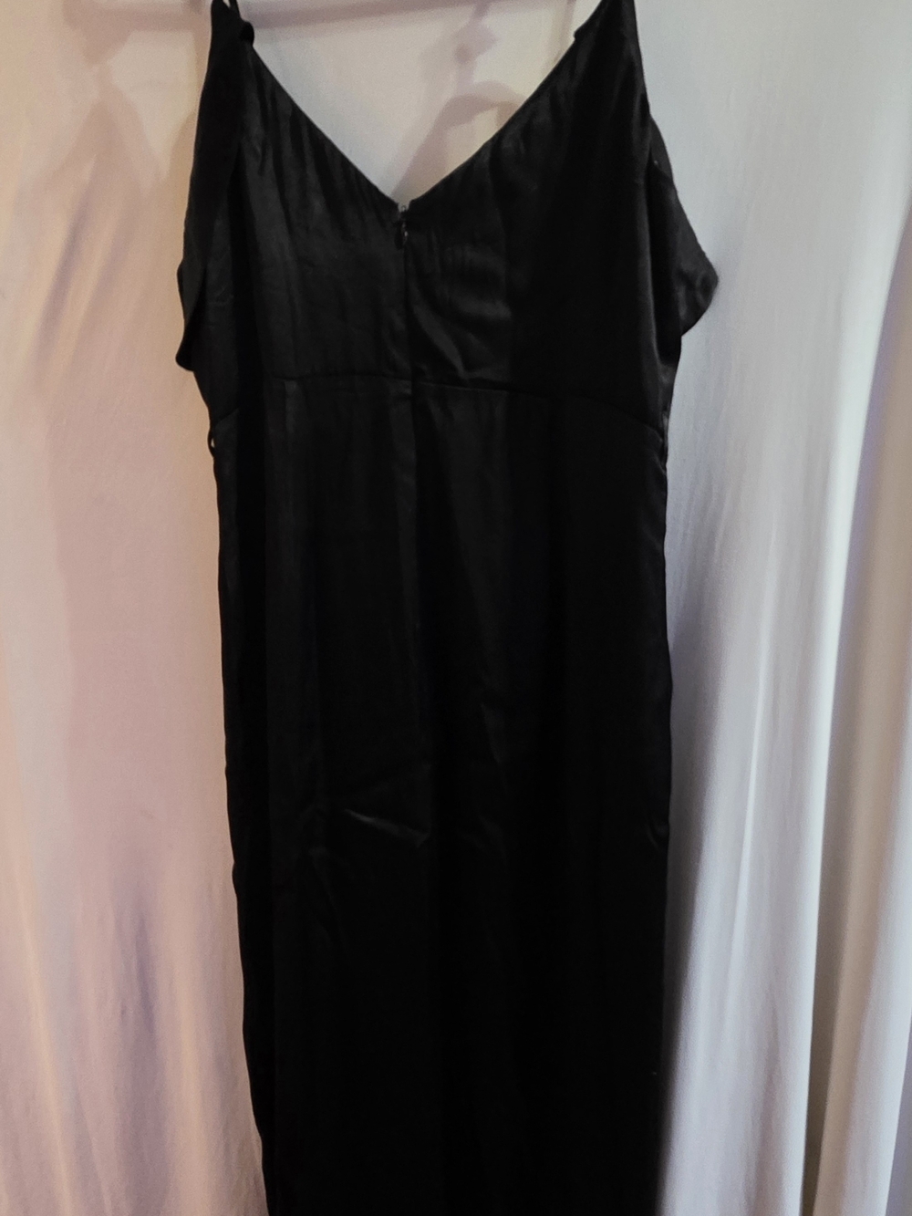 Bardot Black Satin Like Cold Shoulder Midi Dress Size 10 Missing Belt - Picture 4 of 11